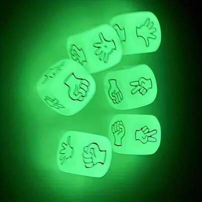 2026 New Glow-In-The-Dark Rock Paper Scissors Dice Game - Outdoor Entertainment Suitable For Family Gatherings And Parties; Rock Paper Scissors Dice Game, Fun Dice Game, Creative Dice