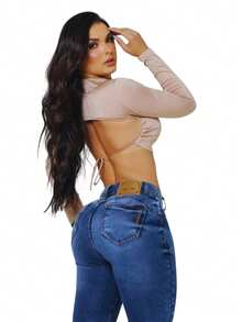 Women's Jeans That Shape, Lift, And Enhance The Buttocks SHOPLE A9 - Màu xanh lam - Xem 5