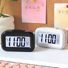 MINI 多功能數位鬧鐘 附 LED 顯示螢幕 - 小尺寸可攜式、電池供電日曆、溫度計與計時器，適用於辦公室、床頭或書桌，臥室鬧鐘，柔和音效 - 彩色 - 查看 3