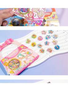 High Quality 3D Cute Stereoscopic Stickers, Shiny Embossed Decor, Japanese Anime Cartoon Style, Crystal Embossed Gem Diamond Stickers, Solid Texture, Exquisite Stereoscopic Design; Reusable Waterproof Stickers - Multicolor - View 10