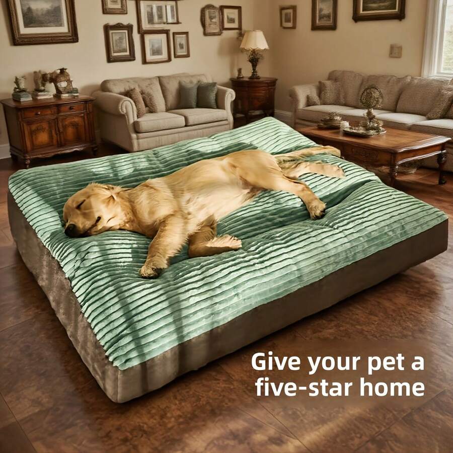 Extra Large Thick Dog Bed For Cats & Dogs, Washable Non-Slip Pet Sofa, Plush All-Season Sleeping Pad (4 Sizes) - Sage Green - View 1