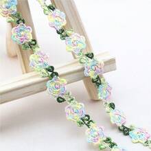 2 tamaños de cinta bordada de poliéster de colores mixtos, 2cm/0.78in de ancho, adorno decorativo de encaje para costura DIY - flores - Ver 4