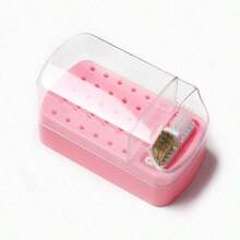 Caja de almacenamiento de cabezales de pulido y brocas de taladro de uñas 2 en 1 + 1 caja de almacenamiento de cosméticos a prueba de polvo + Caja de almacenamiento portátil de brocas de taladro de uñas (con cepillo de limpieza) + Caja de almacenamiento de 30 botellas de esmalte de uñas + Caja de almacenamiento de herramientas de manicura, cuidado de uñas, herramientas de uñas - Rosa - Ver 16