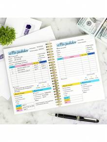 1 pieza Cuaderno espiral interesante, Cuaderno de pedidos - Cubierta de plástico con espiral, 103 páginas Gestión de pedidos Lista de compras Registro de entregas Cuaderno portátil Seguimiento de inventario Organizador de negocios (Versión en español), Cuaderno - multicolor - Ver 4