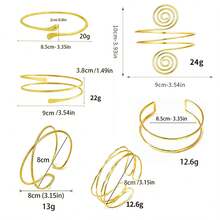 Juego de 6 piezas/Set de pulseras brazalete ajustables de metal con estilo minimalista de vacaciones de verano - 6PC-4 - Ver 6