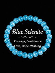 YAUKIA 1pc Selenium Bead Bracelet - 8mm And 10mm Round Crystal Elastic Gemstone Bracelet, Symbolizing Purity, Creativity, Healing And Protection - White - View 13