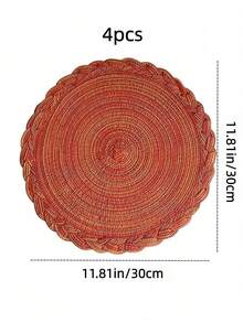 Round Table Placemats, 2/4/6/8 Pcs Set - Woven Heat Resistant Non-Slip Kitchen Table Mats, 15 Inch, Machine Washable Tablemats For Round Tables, Suitable For Dinner, BBQ, Indoor & Outdoor Use (Orange) - Orange - View 14