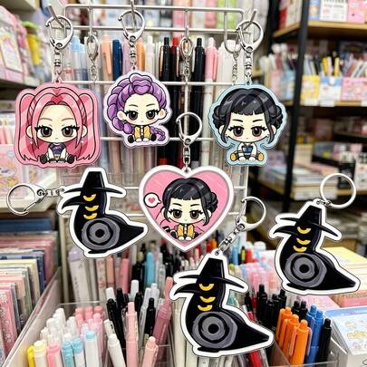 6pcs Cartoon Character Acrylic Keychains, Double-Sided Printed Keychain Suitable For Backpacks, Bags, Keys, Cars, Wallets, Gifts For Fans, Friends, Parties, Concerts, Daily Use And Decoration