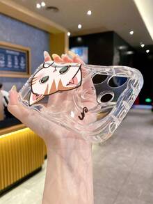 1 chiếc ốp lưng điện thoại bảo vệ tối giản bằng chất liệu TPU trong suốt, màu kem, có họa tiết hình mèo dễ thương, chống rơi, chống trượt, tương thích với iPhone, Honor. - Trong sáng - Xem 7