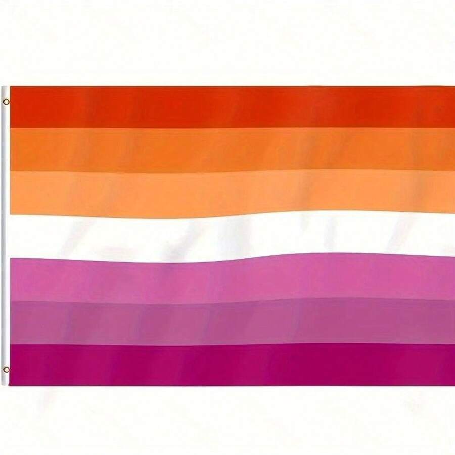 3X5Ft Lesbian Pride Flag - Bright,Perfect For Outdoor Gardens, Pride Events, Community Showcases (Flagpole Not Included), Festive Celebrations, Striking Stripes - 裝飾旗 - 查看 1
