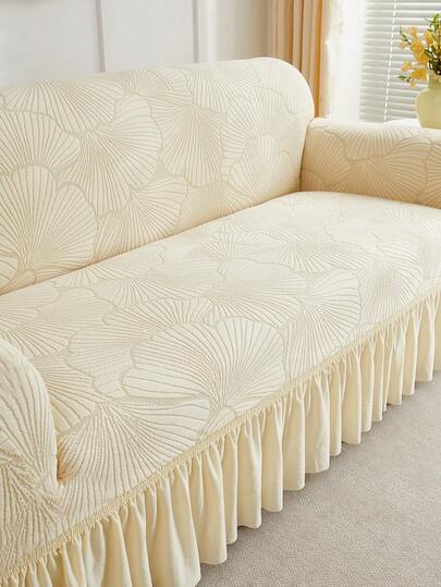 1件贝壳纹理沙发套，现代北欧简约风格，弹力加厚防滑沙发套，适用于1/2/3/4人座L型沙发，客厅、卧室、酒店客房日常装饰