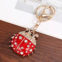 1 pieza Llavero de la serie de insectos creativos europeos y americanos, llavero de escarabajo con strass, accesorio de aleación de zinc brillante bohemio, adecuado para coche, bolso, verano - insecto - Ver 14