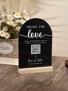 1pc Customized QR Code Table Number Sign, Wedding QR Code Marker, Personalized Table Card, Wedding Table Card, Acrylic Arch Table Card, Minimalist Modern Wedding Sign, Wedding Decor - Multicolor - View 6