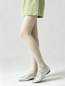 1双女士春夏超薄裸色薄荷绿透明连裤袜，透气隐形尼龙材质，适合日常穿着、派对和约会 - 彩色 - 查看 2