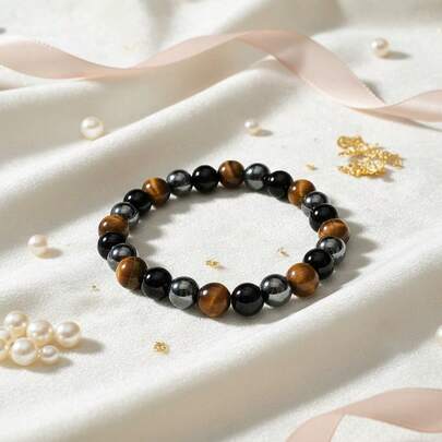 1pc 3-In-1 Tiger Eye Bracelet, Necklace, Symbolizing Wealth Balance And Negative Energy Barrier - Bohemian Style High-End Gift For Women - Highly Effective