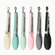 1/2pcs Heat Resistant Kitchen Cooking Tongs, Outdoor BBQ Grill Tongs - Multicolor - View 3