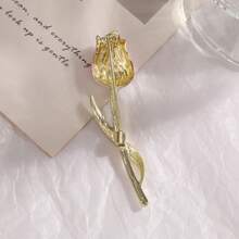 1枚优雅粉色郁金香胸针，简约设计时尚服饰配饰别针 - 滴油鬱金香胸針 - 查看 4