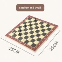 1pc Double-Sided Wooden Chessboard, New Upgraded Material With Copper Plate Printing Exquisite Pattern, Suitable For Chess, Checkers And Tic-Tac-Toe - 24 Connectable Wooden Checkers And 32 Standard Chess Pieces - For Ages 14+ , Suitable For Family Entertainment, Chess Board Games, Chess, Wooden Chess Board, Scrabble Board Game, Valentine's Day Gift - Multicolor - View 20