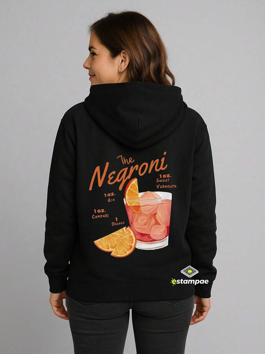 Blusa De Moletom The Negroni Orange Streetwear Premium Casaco Frio Flanelado Quentinho Lançamento - Envio Imediato Outono Inverno - Estampae - Preto - Visão 1