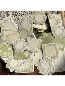 30 piezas/caja Bloc de notas con textura de borde de plantas estampado de papel kraft blanco súper, papelería estética para tomar notas - Multicolor - Ver 20