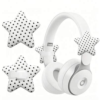 2pcs Cute Star Earphone Decoration Stickers, Wave Point DIY Earphone Decoration, Personalized Accessories For Girls, Detachable Earphone Decoration Stickers, Girl Heart Wave Point Earphone Accessories, Cute Star Earphone Stickers, Universal Compatible With Most Headsets