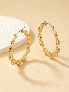 1pair Fashionable Bamboo Joint Hollow Out Earrings - Vàng 5 - Xem 4