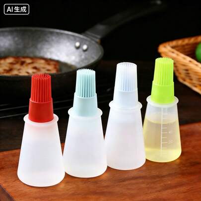 Bộ 2 cọ phết dầu silicon màu ngẫu nhiên có vạch chia, chống rò rỉ, chịu nhiệt, thích hợp cho nhà bếp, nướng thịt, làm bánh, cắm trại, làm bánh kếp.