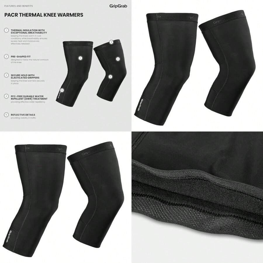 GripGrab Gripgrab Pacr Thermo Knielinge Rodilleras de ciclismo Unisex adulto - PACR negro - Ver 1