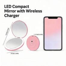 LED 化妝鏡，發光化妝鏡，便攜式迷你化妝鏡，250mAh USB 充電式 LED 旅行化妝鏡，緊湊型發光化妝鏡，可調節亮度與放大倍率的折疊化妝鏡，觸控螢幕亮度控制，多功能迷你化妝鏡，可調光放大折疊化妝鏡，3 種照明模式－白光、自然光與暖光，適合作為假期與聖誕禮物送給家人和朋友 - 彩色 - 查看 6