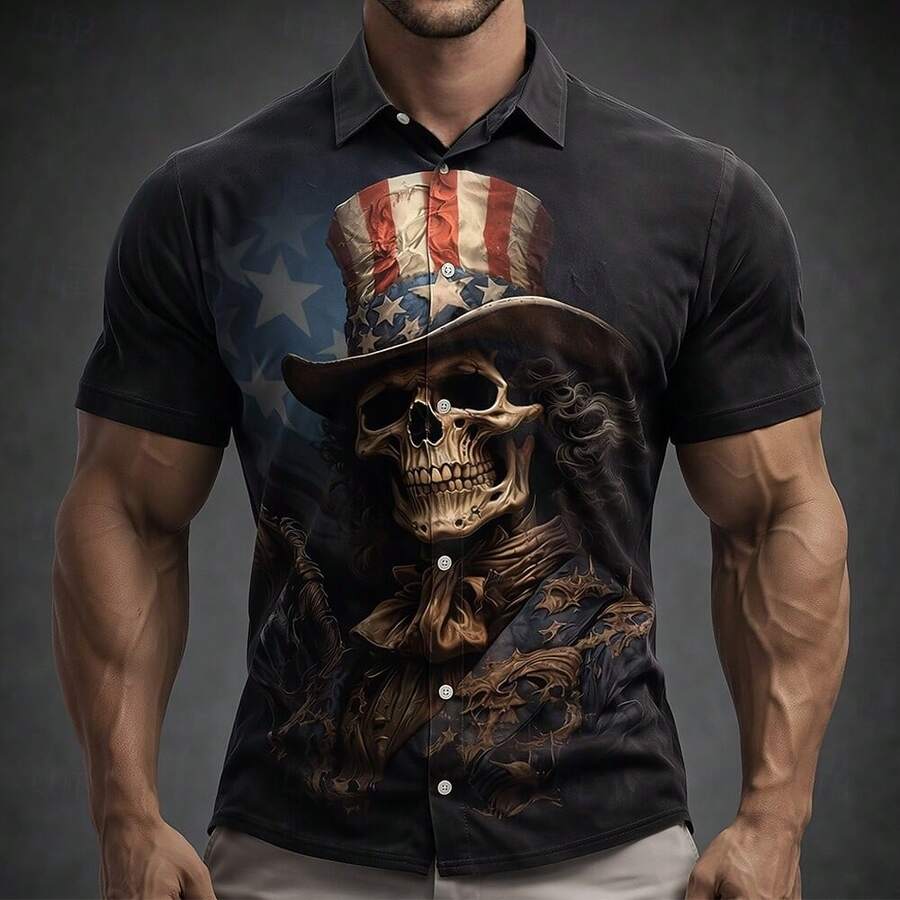 America's 250th Anniversary Independence Day Men's American US Flag Patriotic Fourth Of July Shirt Summer Shirt Button Up Shirt Short Sleeve Fashion Casual Holiday Summer Spring Turndown 3D Print - A508D-AL25285 - 查看 1