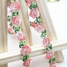 2 tamaños de cinta bordada de poliéster de colores mixtos, 2cm/0.78in de ancho, adorno decorativo de encaje para costura DIY - flores - Ver 7