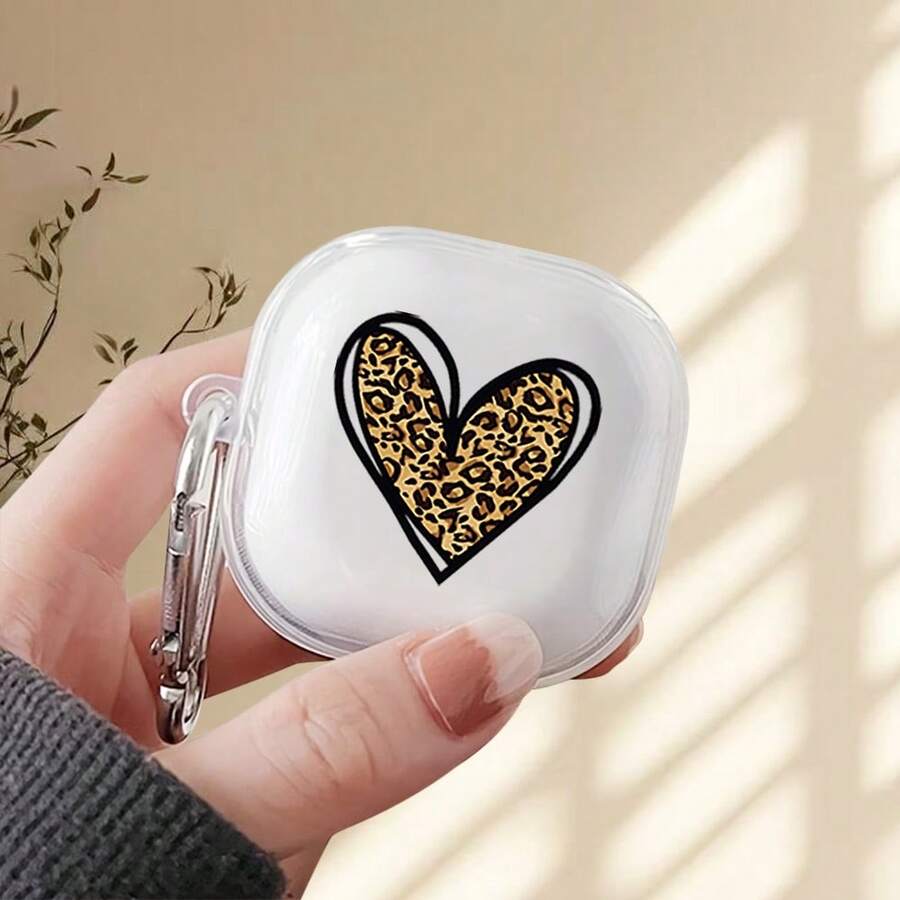 心形极简豹纹耳机保护套，兼容三星 Galaxy Buds/Buds Pro/Buds2/Buds2 Pro/Buds LIVE/Buds FE/Buds+ 耳机，全新无线耳机保护套，适用于 Galaxy Buds 4 - 無色 - 查看 1