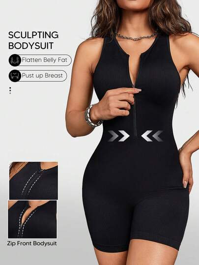 女士无缝连体衣，塑形收腰带，提臀运动紧身衣