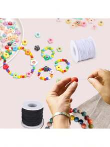 1 Roll Rainbow Elastic Bracelet Cord, Durable Stretch Cord Suitable For Jewelry Making, Necklaces, Beading And Crafts - Elastic Rope - View 3