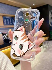 1 chiếc ốp lưng điện thoại bảo vệ tối giản bằng chất liệu TPU trong suốt, màu kem, có họa tiết hình mèo dễ thương, chống rơi, chống trượt, tương thích với iPhone, Honor. - Trong sáng - Xem 8