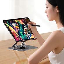 New Tablet Stand, Desktop Live Streaming Phone Holder With 360° Rotating Base, Metal Design, Compatible With Multiple Tablets And Phones, Multi-Angle Adjustable Design, Suitable For Office, Watching Videos, Learning And More - View 4