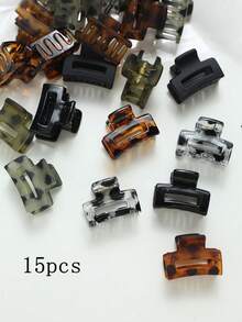15/20/30 piezas Clips de pelo con forma de flor mini, clips de pelo pequeños de color café para flequillo, accesorios para el cabello, adecuados para mujeres en otoño/invierno, vacaciones, atuendos de playa de verano - Multicolor - Ver 8