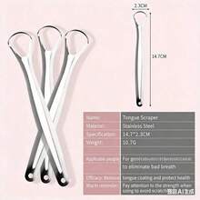 Stainless Steel Tongue Scraper, Oral Hygiene Tool, Double-Sided Design Easy To Clean Portable Oral Cleaner, Halloween Gift - Bàn chải treo phủ lưỡi - Xem 6