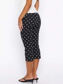 Women Side Slit Capri Pants Stretchy Slim Fit Capris Yoga Leggings Y2k Knee Length Going Out Cropped Pants Polka Dot Capri Pants - 彩色 - 查看 4