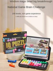200pcs Children's Intelligence Pyramid IQ Battle Game, 2D And 3D Stereo Intelligence Pyramid Puzzle Game, Develop Intelligence, Bead Building Blocks Game, Suitable For Multi-Player Tabletop Game Gift, Creative Gift, Christmas Gift - Multicolor - View 1