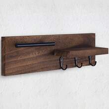 Rak Organizer Kunci Gantung Dinding, Rak Penyimpanan Dekoratif untuk Pintu Masuk dengan Kait untuk Menggantung Kunci, Tali Anjing, Kacamata Hitam, dll., Desain 3 Kait Menjaga Barang Tetap Rapi dan Memperindah Dekorasi Rumah - View 3