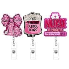 Dây đeo thẻ hình nơ lấp lánh màu hồng cho ống nghe y tế, giá đỡ thẻ ID có thể thu gọn. - Bộ 3 món - Xem 7