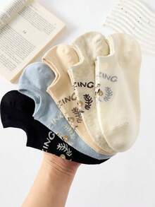 5 đôi tất nữ họa tiết gấu trúc hoạt hình, tất học sinh dễ thương, tất mùa hè không nhìn thấy được, tất phong cách Kawaii Ins, tất thường ngày kiểu sinh viên cho nữ - Nhiều màu - Xem 4