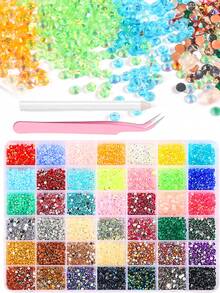 1 Box Random Mixed ABS 3mm Colorful Rhinestones 42 Colors Flat Bottom Diamonds, Suitable For Nail Art, Clothing, Fabric Decoration, DIY. Multi-Color Resin Flat Bottom Rhinestones Suitable For Diamond Art, Decorating Books, Shoes, Nail Art Glitter Tools - MultiWarna - View 8