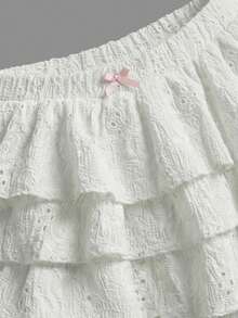 Quần short nữ mùa hè kiểu dáng thường ngày, màu trơn, xếp lớp, bèo nhún, dáng rộng. - Màu be - Xem 5