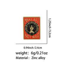 Ghim cài áo in hình hoa hồng hoạt hình cô gái, huy hiệu cài ve áo, phụ kiện quần áo, trang sức thời trang, quà tặng, với câu nói "Hãy làm nghệ thuật chứ đừng gây chiến". - Đỏ - Xem 11