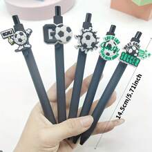 10pcs Football Themed Retractable Ballpoint Pens, Cute Stationery, Assorted Colors, Durable Plastic Material, Suitable For Students And Office Use - Football - View 2
