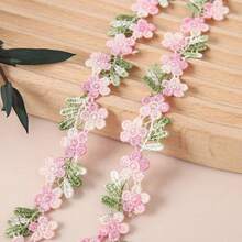 1 yarda Cinta de encaje de poliéster con flores vibrantes, 2 cm de ancho - Bordado hidrosoluble para collares DIY, costura y manualidades - Borde de flores colorido en múltiples colores - flores - Ver 8