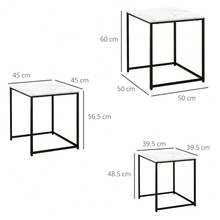 Three Nest Of Tables Marble Effect Finish - White - View 4