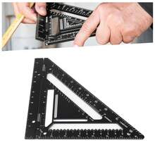Herramienta de diseño cuadrado de carpintero, regla triangular de aleación de aluminio de Color negro, cuadrado de viga para carpintería - A - Ver 2